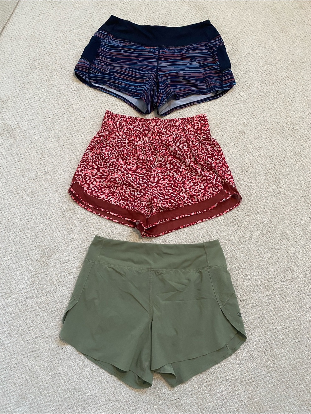 Athleta Women’s Bundle - Navy Stripe, Red Print, Olive